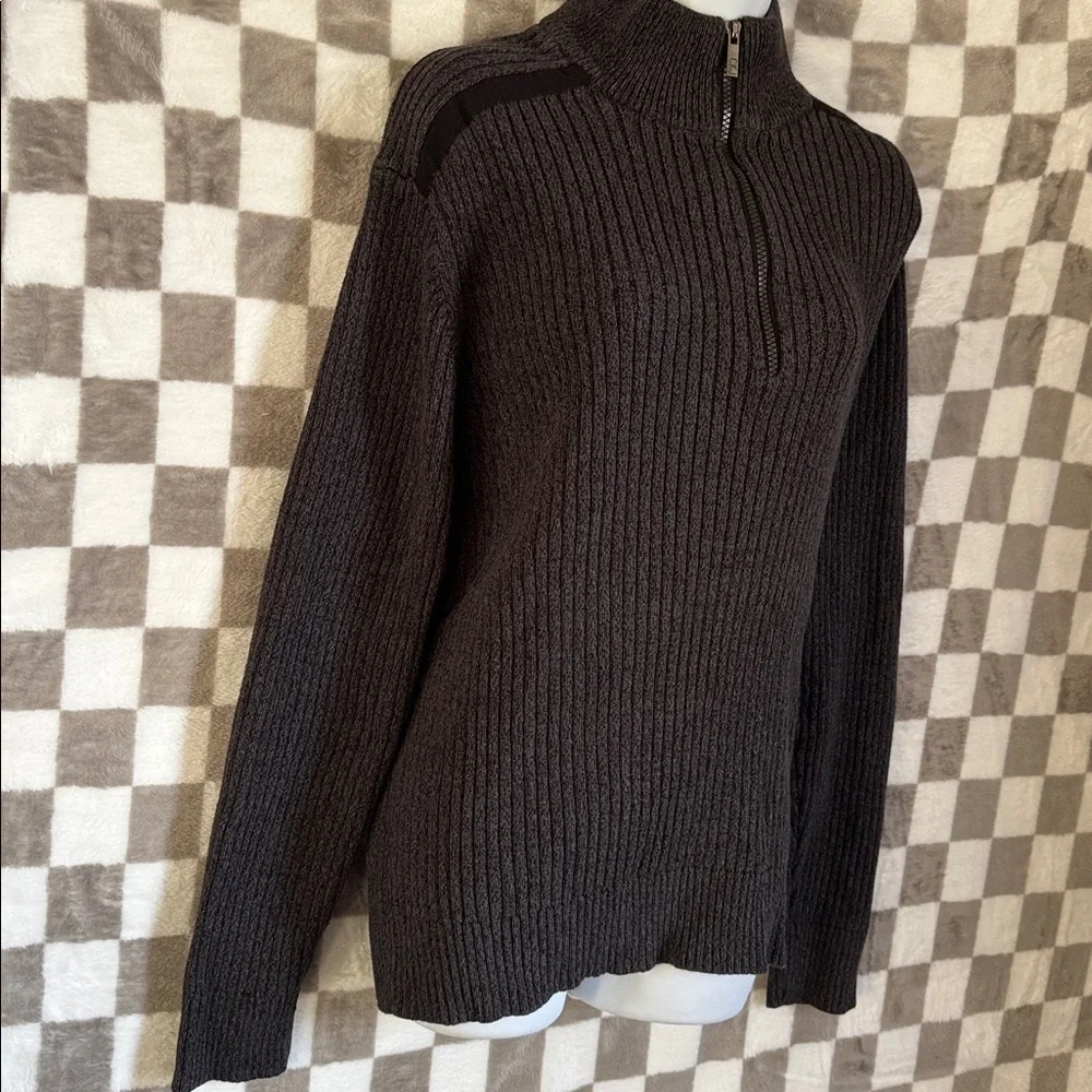 Calvin Klein Jeans Men's Black Half-Zip Ribbed Sweater size Extra Large / XL